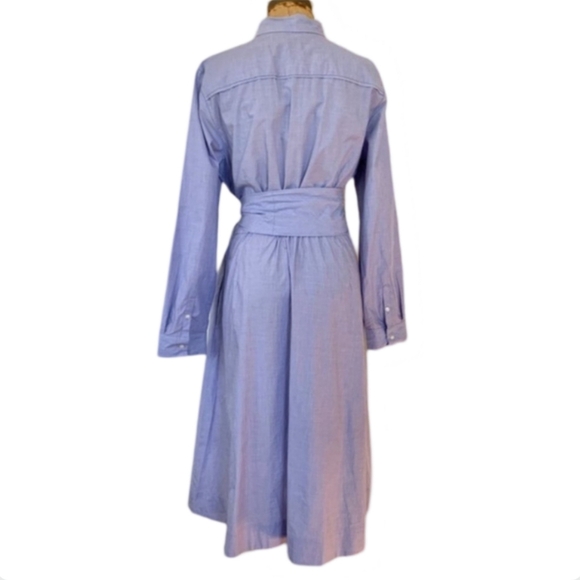 J.Crew Light Blue Tie Waist Cotton Shirtdress Classic Button Down Size 6 - Picture 8 of 10